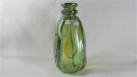 Art Glass 9" bottle vase Signed L. Hiden 1985