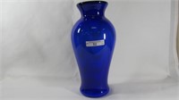 Fenton 10" blue cased drapery vase Fetty '05