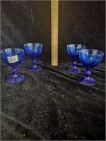 4 BLUE GLASS STEMWARE