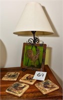 Nice 19" t Lamp w/ Rooster Trivet &