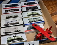 Miniature Trains w/ Boxes & Airplane, Box Lot -