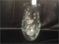 Etched Vase, Very Nice - 12" Tall