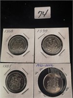 VARIOUS YEARS CANADIAN 50 CENT COINS