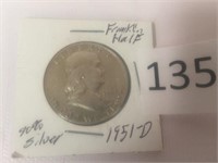 1951 D Silver Franklin Half Dollar