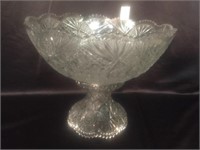 Large Pressed Glass Punch Bowl w/Stand