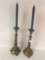 Pr of Heavy Brass Candlesticks by Enrlick-12.5" T