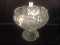 Brilliant Cut Crystal Pedestal Bowl - 8" Tall