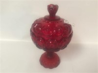 Ruby Red Covered Compote - 10" Tall