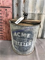 Acme hand-crank ice cream freezer