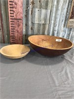 Wood bowls, pair