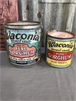 Waconia Sorghum tins, pair
