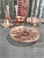 Fenton assorted pink glassware, 6 pieces