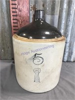 5-gallon Blue Ribbon Brand crock jug