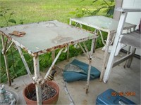 Pair of Iron base outdoor tables