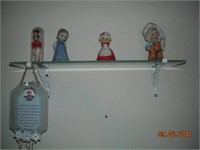 Glass shelf and misc figurines