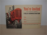 Massey Harris "Your Invited" Post card