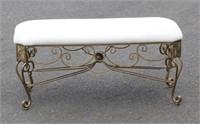 Upholstered Bench with Metal Base White Padded