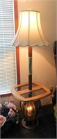 Floor Lamp with Glass Wood Shelf and Bottom Lights