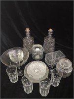 ASSORTED CLEAR GLASS DISHES