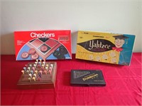 Checkers, Yahtzee, Dominoes & Peg Game