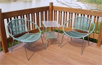 Surf Line Pair of Hoop Chairs and Side Table