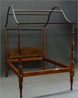 EARLY 19THC. TESTER BED W/ REEDED POSTS AND ARCHED