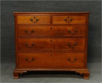 18THC. NEW ENGLAND CHERRY 4 DR CHEST W/ FLUTED
