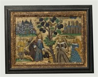 ENGLISH 17THC. BEADWORK EMBROIDERY KING & QUEEN