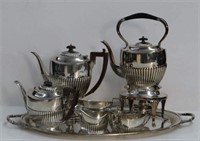 STERLING SILVER DOUBLE POTTED TEA SET
