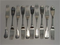 10- 19THC. COIN SILVER FORKS APPROX. 14.4 TROY OZ