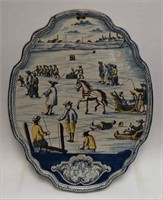 DELFT PLACQUE W/ SKATING SCENE, 18TH OR EARLY 19TH
