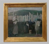 ZANG HOGNNIAN O/C CHINESE PEASANTS GATHERING MILK