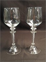 PR OF AIR TWIST GOBLETS (1 W/CHIP ON RIM)  11" TAL