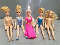 Five Mattel Barbies Four Disney