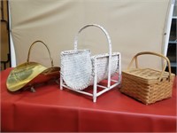 Vintage Brass & Wicker Log Holder & Picnic Basket