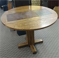 Round Wooden Table Designed with Slate Top