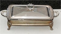 Silverplate Casserole Holder w Glass Dish