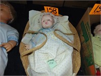 Vintage 1974 Effanbee Baby in a Basket