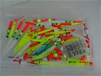Plastic Shoe Box full of Bobbers and Related