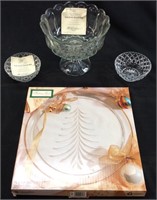 LENOX CRYSTAL BOWLS WITH INDIANA GLASS PLATTER