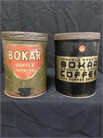 Two Bokar 1 Pound Coffee Cans