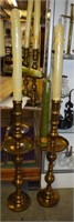 Pair of Large Brass Cambodian Temple Candlesticks