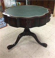 Vintage Leather Top Drum Table