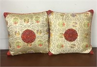 Pair Oriental Silk Pillows