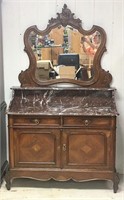 Ornate Carved Marble Top Washstand