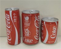 3 Vintage Coca Cola Korean Olympics Coke Cans