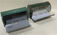 2 VNTG Green Tin Bob-Bet Belt Turn Bait Cylinders