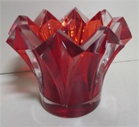 Czech-Republic Red Lead Crystal Glass Candle Bowl
