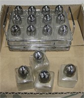 Lot of 16 Individual Salt/Pepper Shakers w/ Tray