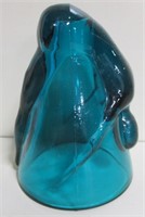 Male Nude Figure Grasping Blue Tone Shot Glass
